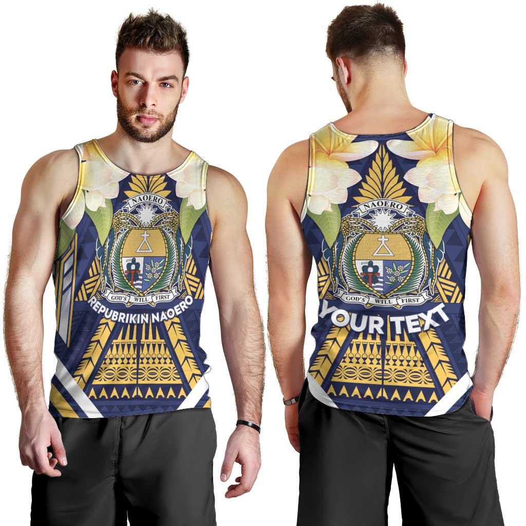 Personalised Nauru Independence Day Men Tank Top Coat Of Arms With Plumeria - Polynesian Pride