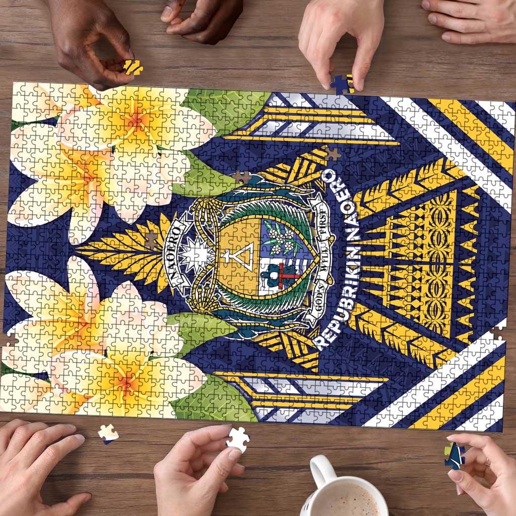 Nauru Independence Day Puzzle Coat Of Arms With Plumeria - Polynesian Pride
