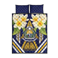Nauru Independence Day Quilt Bed Set Coat Of Arms With Plumeria - Polynesian Pride