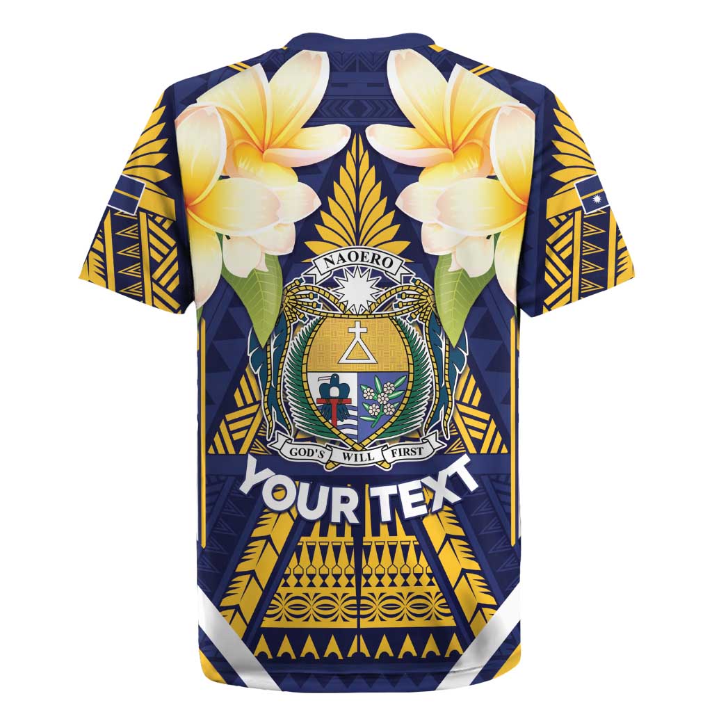 Personalised Nauru Independence Day Rugby Jersey Coat Of Arms With Plumeria LT05 - Polynesian Pride