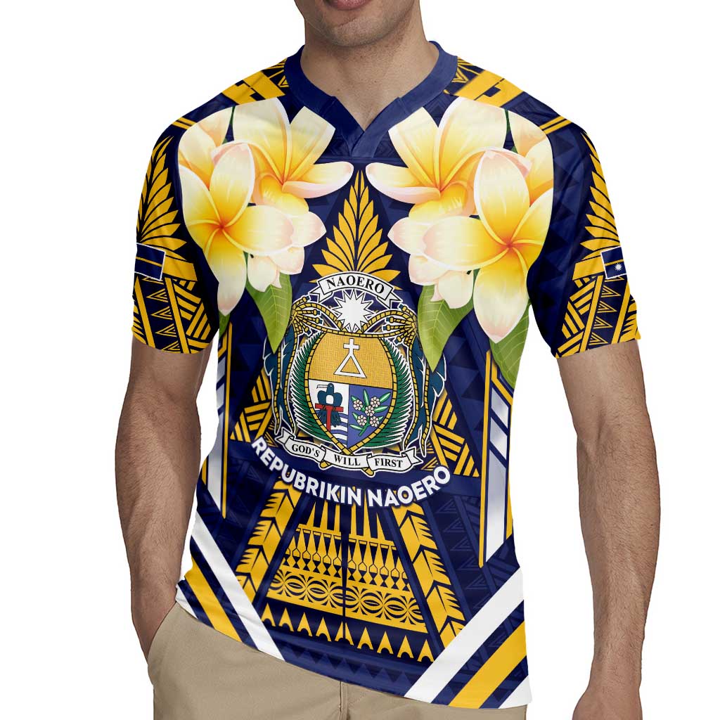 Personalised Nauru Independence Day Rugby Jersey Coat Of Arms With Plumeria LT05 - Polynesian Pride