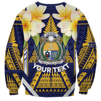 Personalised Nauru Independence Day Sweatshirt Coat Of Arms With Plumeria - Polynesian Pride