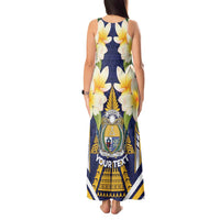 Personalised Nauru Independence Day Tank Maxi Dress Coat Of Arms With Plumeria - Polynesian Pride