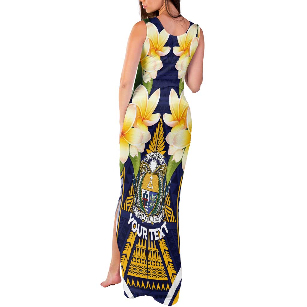 Personalised Nauru Independence Day Tank Maxi Dress Coat Of Arms With Plumeria - Polynesian Pride