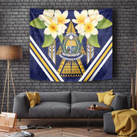 Nauru Independence Day Tapestry Coat Of Arms With Plumeria - Polynesian Pride