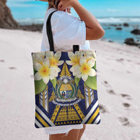 Nauru Independence Day Tote Bag Coat Of Arms With Plumeria - Polynesian Pride