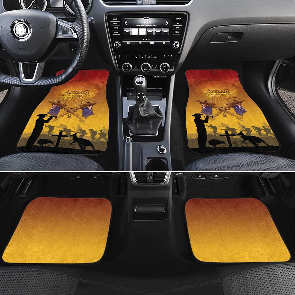 ANZAC Day Car Mats Australia And New Zealand Slouch Hats LT05 Set 4pcs Yellow - Polynesian Pride