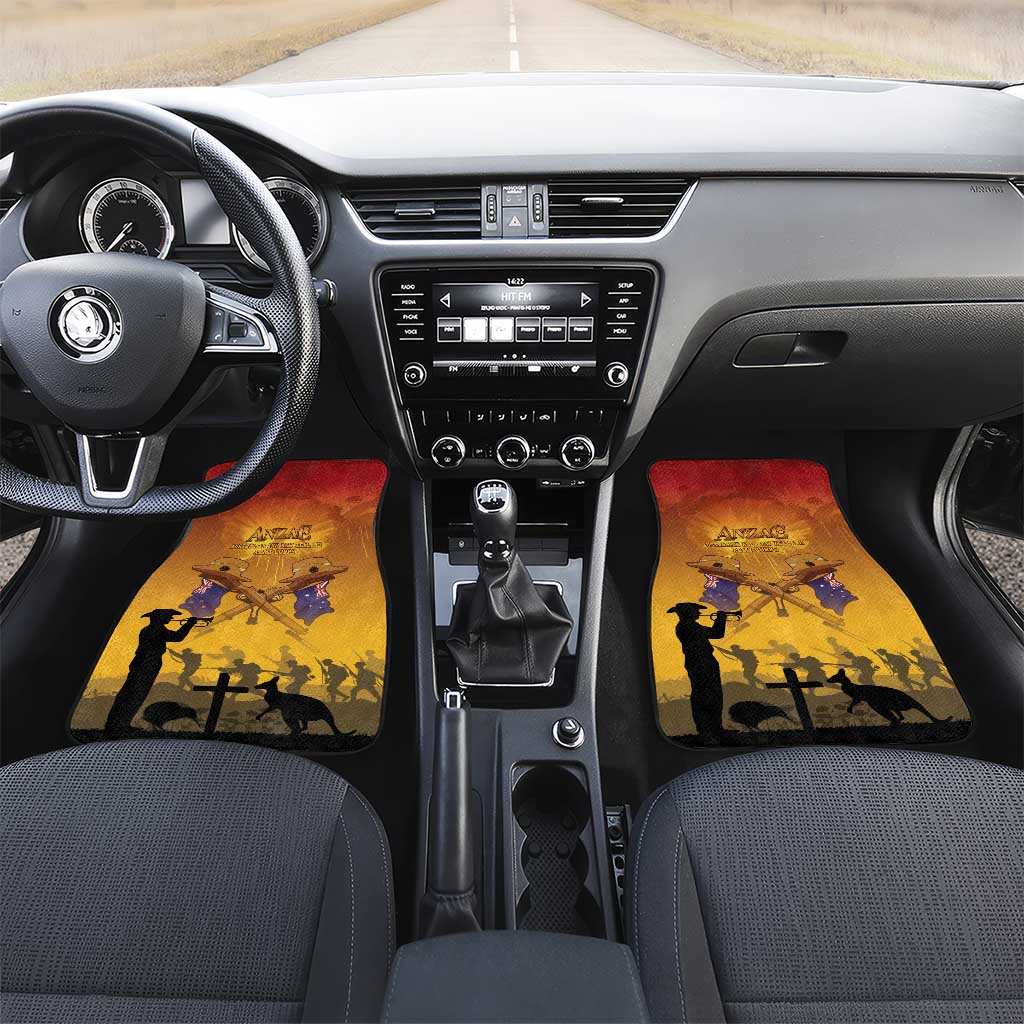 ANZAC Day Car Mats Australia And New Zealand Slouch Hats LT05 Set 2pcs - Front Yellow - Polynesian Pride