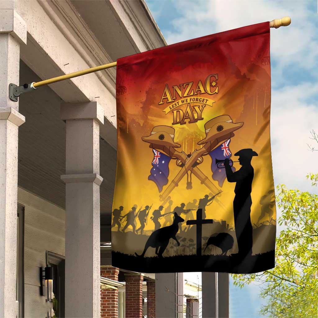 ANZAC Day Garden Flag Australia And New Zealand Slouch Hats LT05 House Flag Yellow - Polynesian Pride