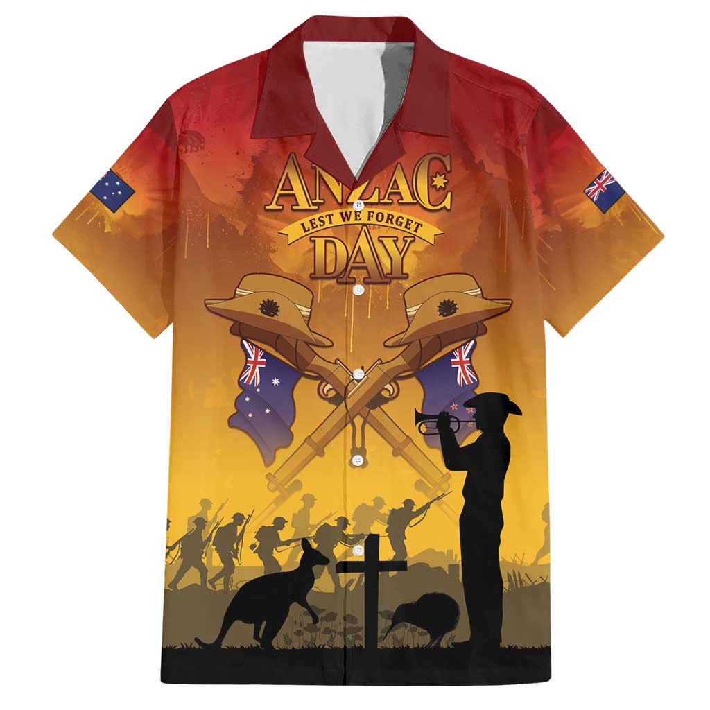 ANZAC Day Hawaiian Shirt Australia And New Zealand Slouch Hats LT05 Yellow - Polynesian Pride