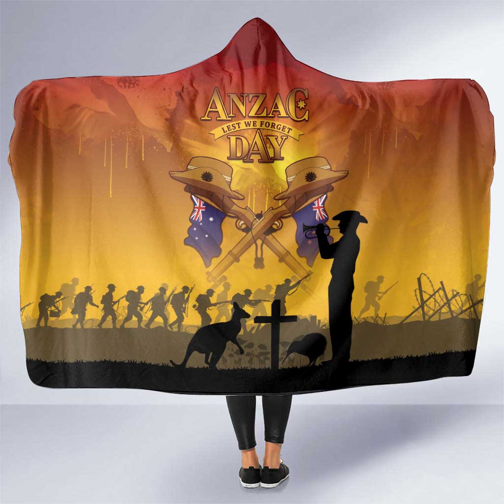 ANZAC Day Hooded Blanket Australia And New Zealand Slouch Hats LT05 One Size Yellow - Polynesian Pride