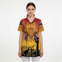 ANZAC Day Scrub Top Australia And New Zealand Slouch Hats - Polynesian Pride