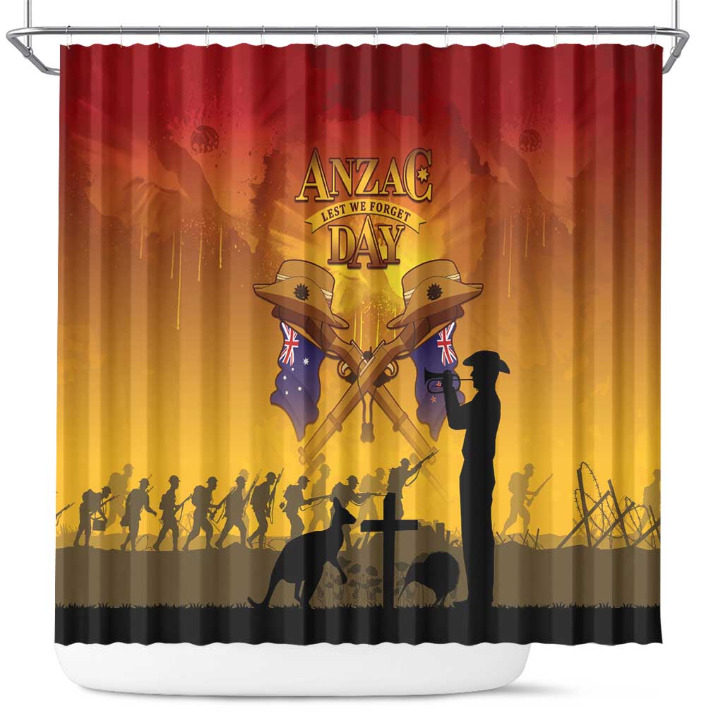 ANZAC Day Shower Curtain Australia And New Zealand Slouch Hats