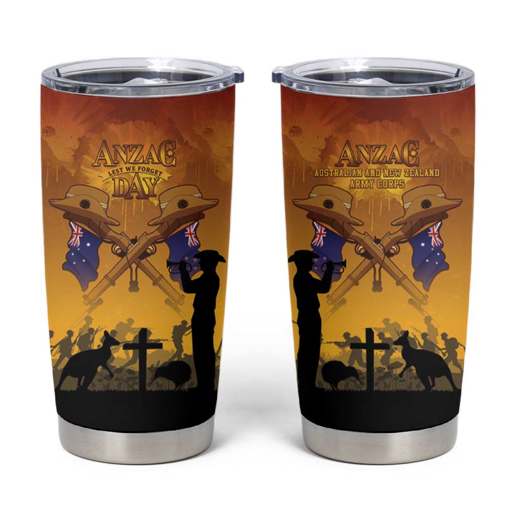 ANZAC Day Tumbler Cup Australia And New Zealand Slouch Hats LT05 Yellow - Polynesian Pride