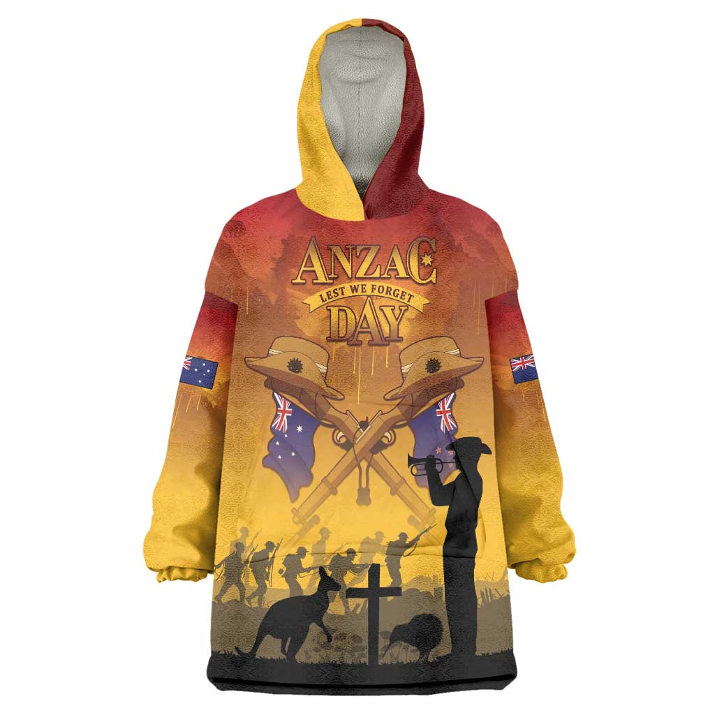 ANZAC Day Wearable Blanket Hoodie Australia And New Zealand Slouch Hats LT05 One Size Yellow - Polynesian Pride