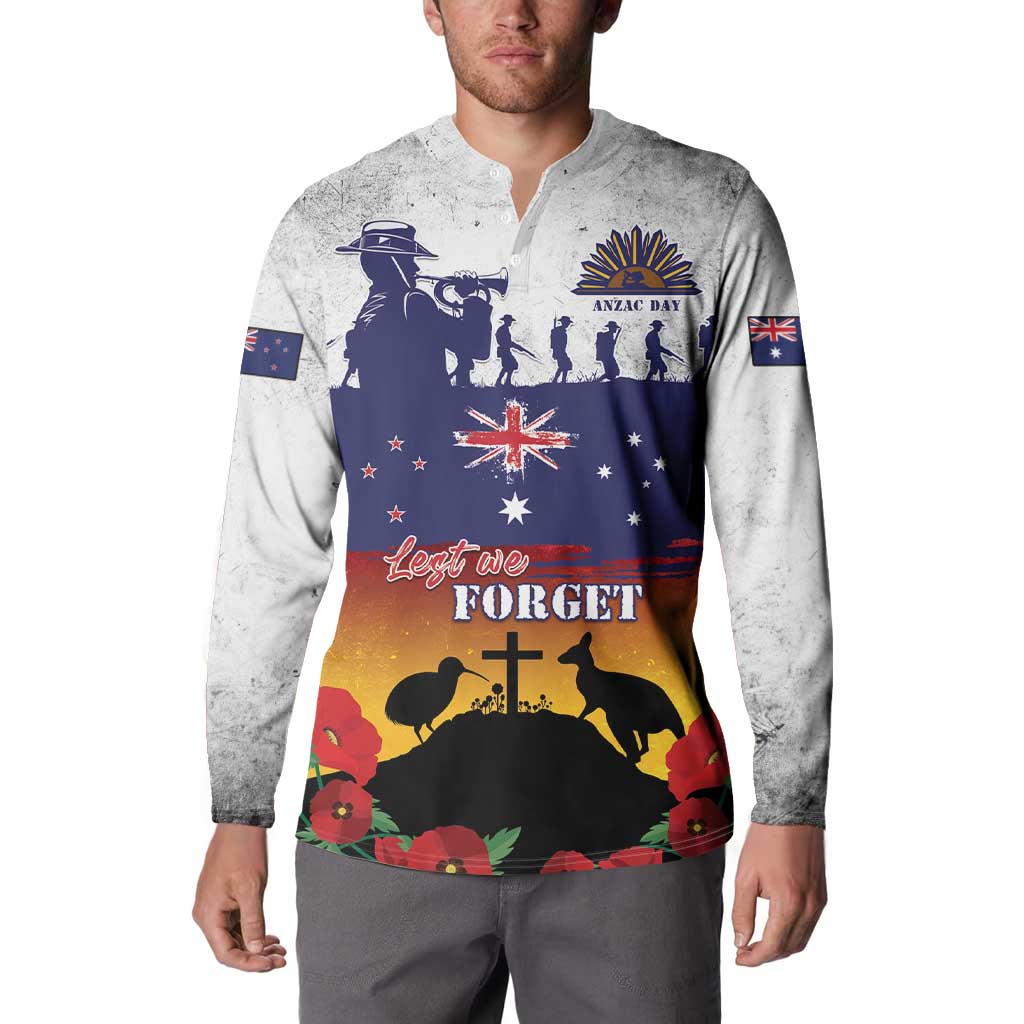 New Zealand And Australia ANZAC Last Post Button Sweatshirt LT05 - Polynesian Pride