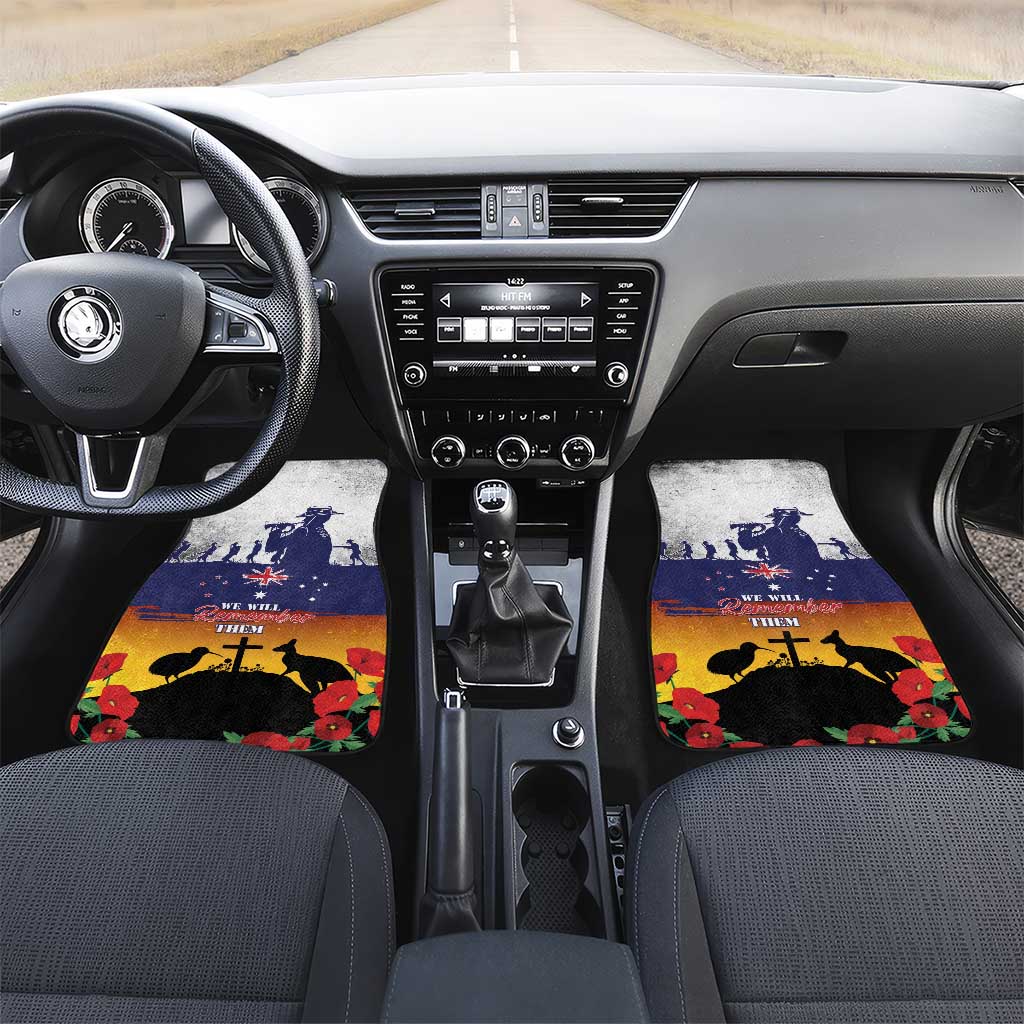 New Zealand And Australia ANZAC Last Post Car Mats LT05 Set 2pcs - Front Blue - Polynesian Pride