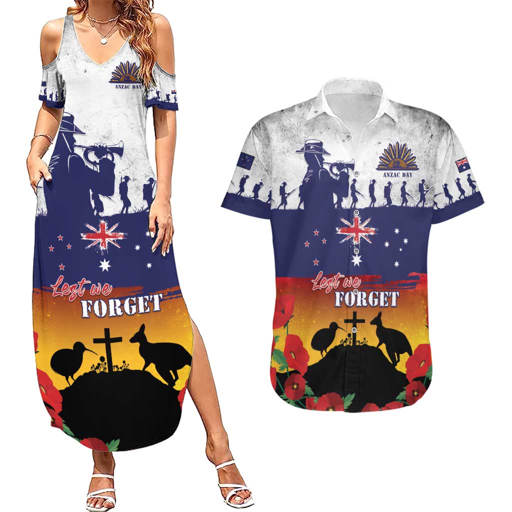 New Zealand And Australia ANZAC Last Post Couples Matching Summer Maxi Dress and Hawaiian Shirt