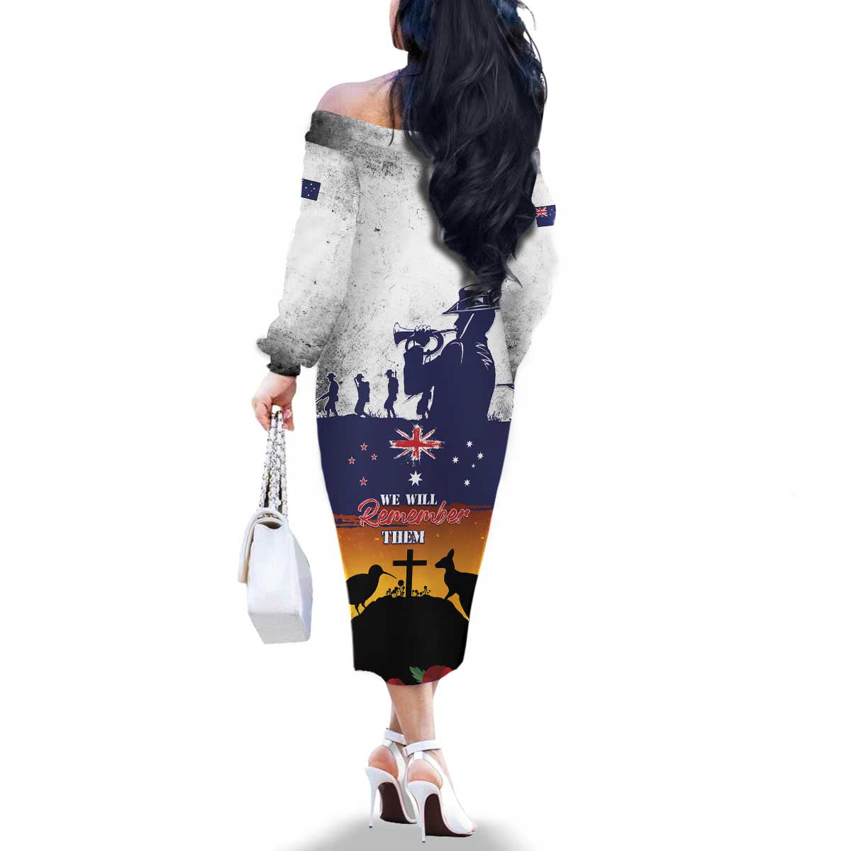 New Zealand And Australia ANZAC Last Post Family Matching Off The Shoulder Long Sleeve Dress and Hawaiian Shirt