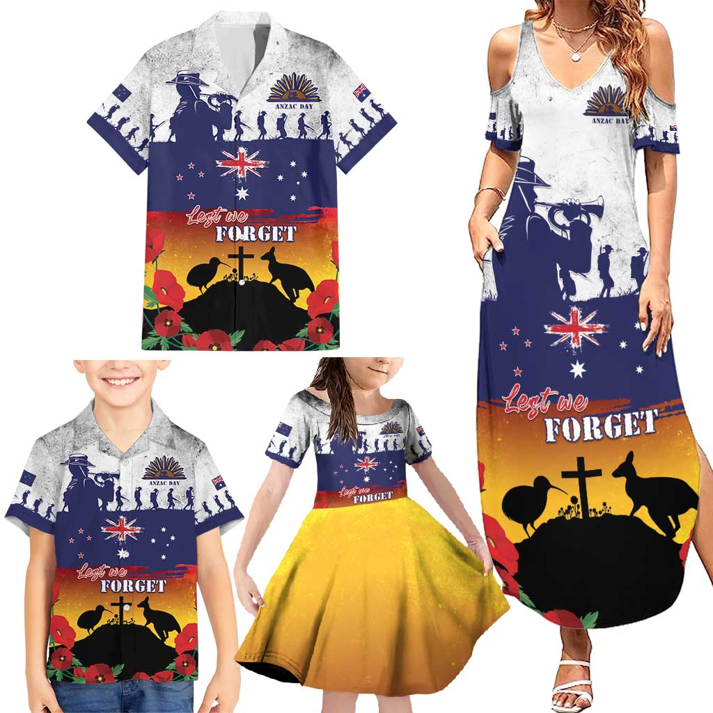 New Zealand And Australia ANZAC Last Post Family Matching Summer Maxi Dress and Hawaiian Shirt