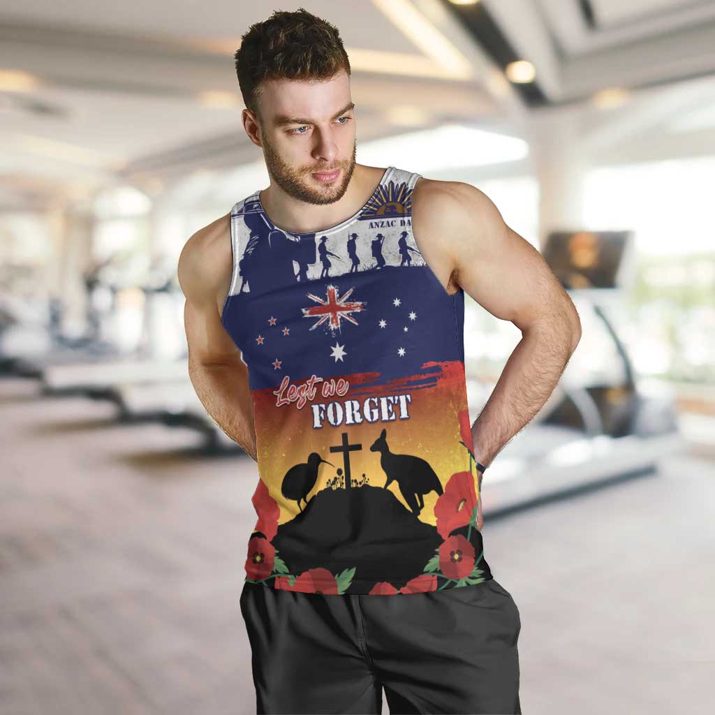 New Zealand And Australia ANZAC Last Post Men Tank Top LT05 Blue - Polynesian Pride