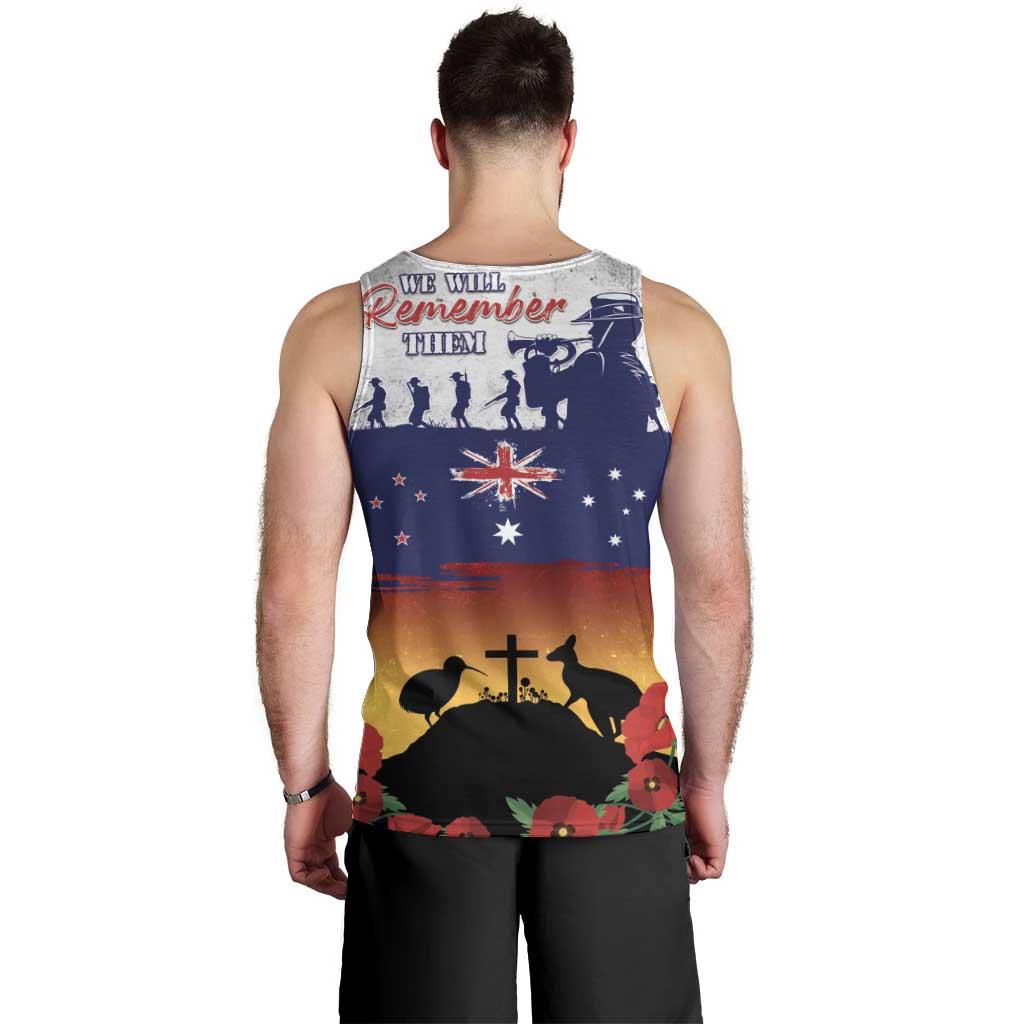 New Zealand And Australia ANZAC Last Post Men Tank Top LT05 - Polynesian Pride