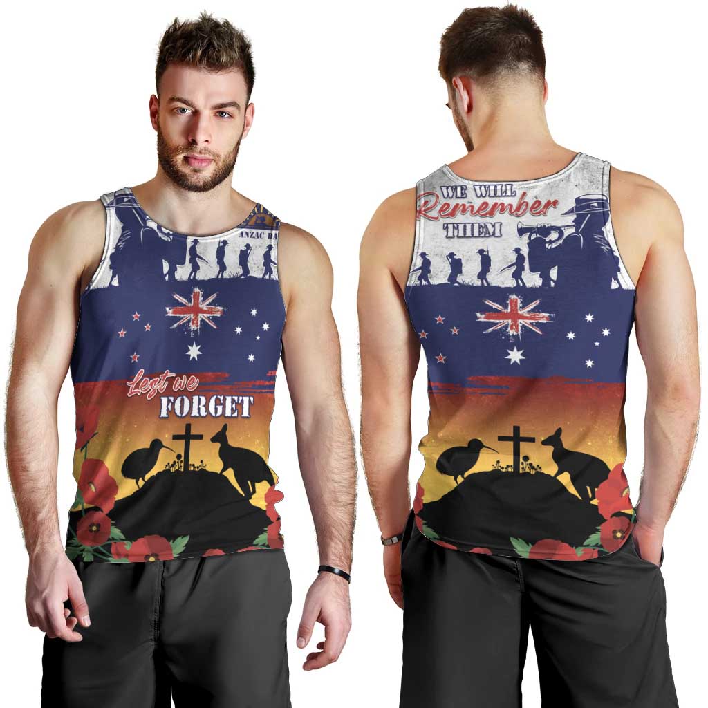 New Zealand And Australia ANZAC Last Post Men Tank Top LT05 - Polynesian Pride