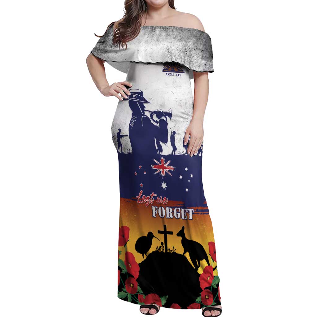 New Zealand And Australia ANZAC Last Post Off Shoulder Maxi Dress