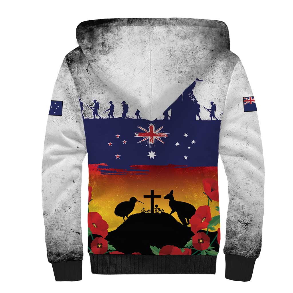 New Zealand And Australia ANZAC Last Post Sherpa Hoodie LT05 - Polynesian Pride