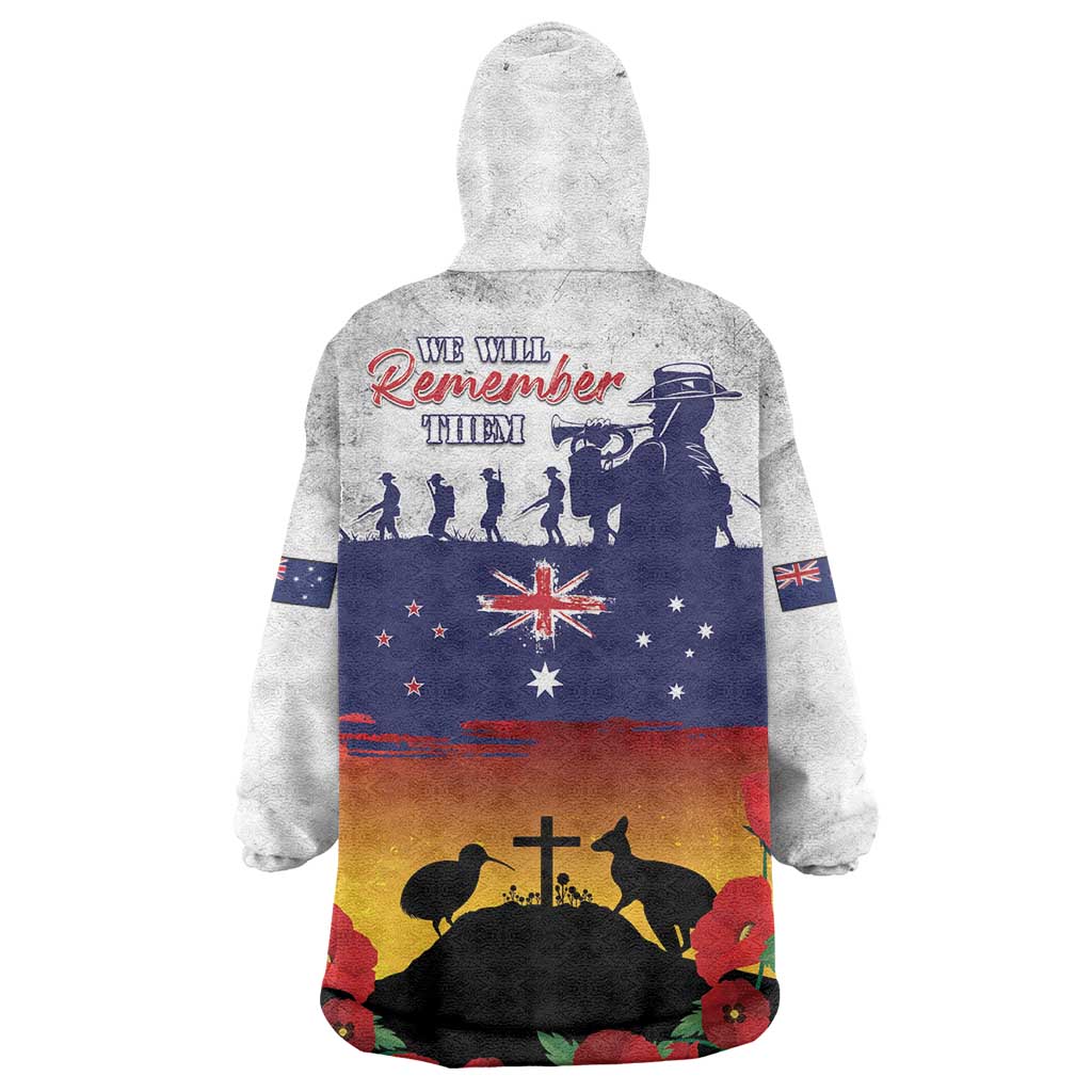 New Zealand And Australia ANZAC Last Post Wearable Blanket Hoodie LT05 - Polynesian Pride