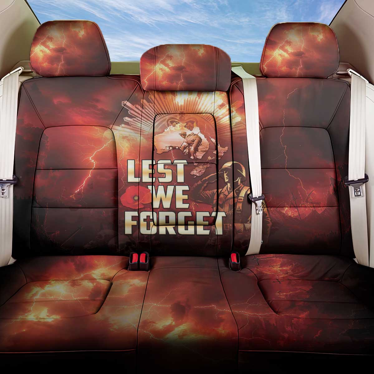 Honouring The ANZAC Spirit Back Car Seat Cover Gallipoli Lest We Forget