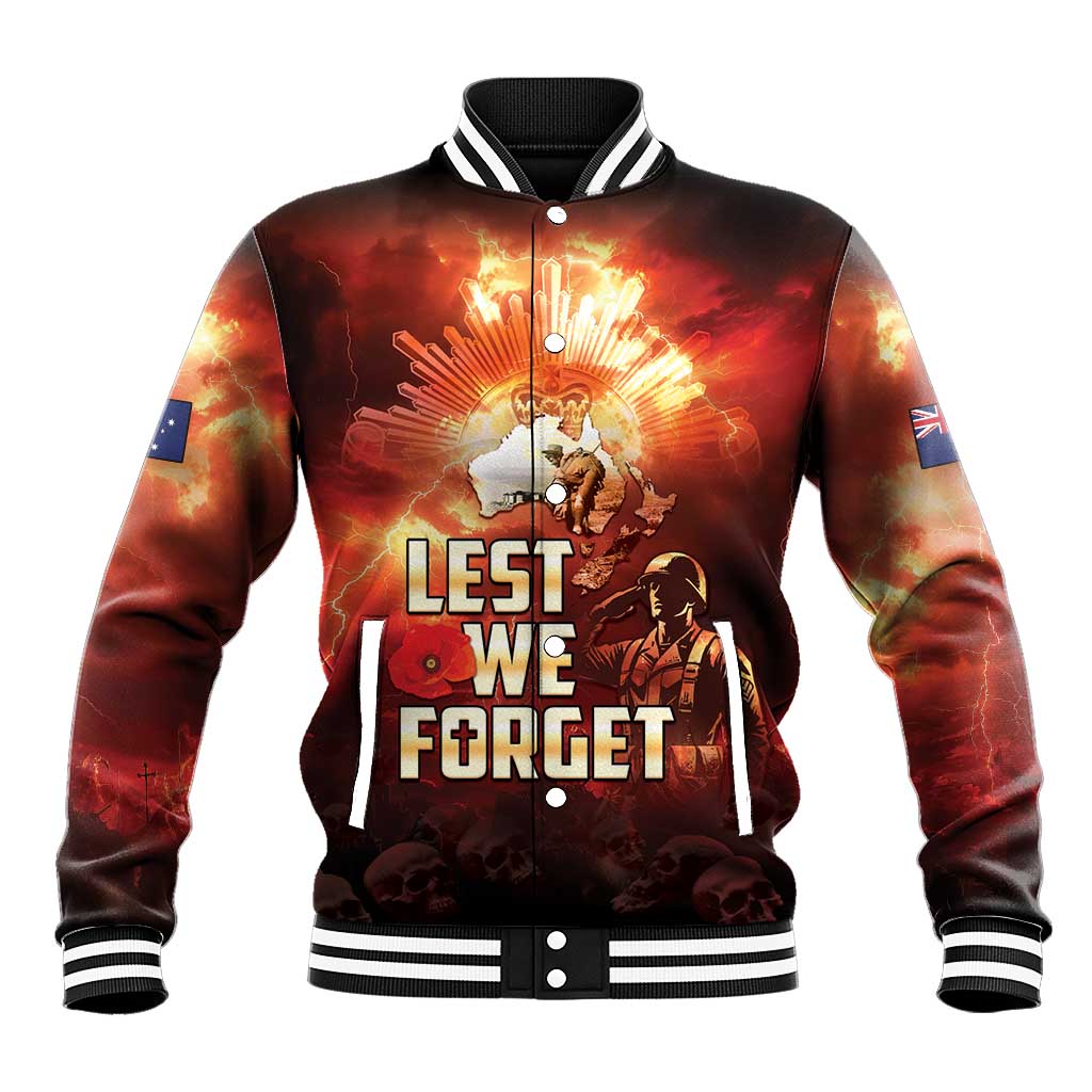 Honouring The ANZAC Spirit Baseball Jacket Gallipoli Lest We Forget LT05 Unisex Red - Polynesian Pride
