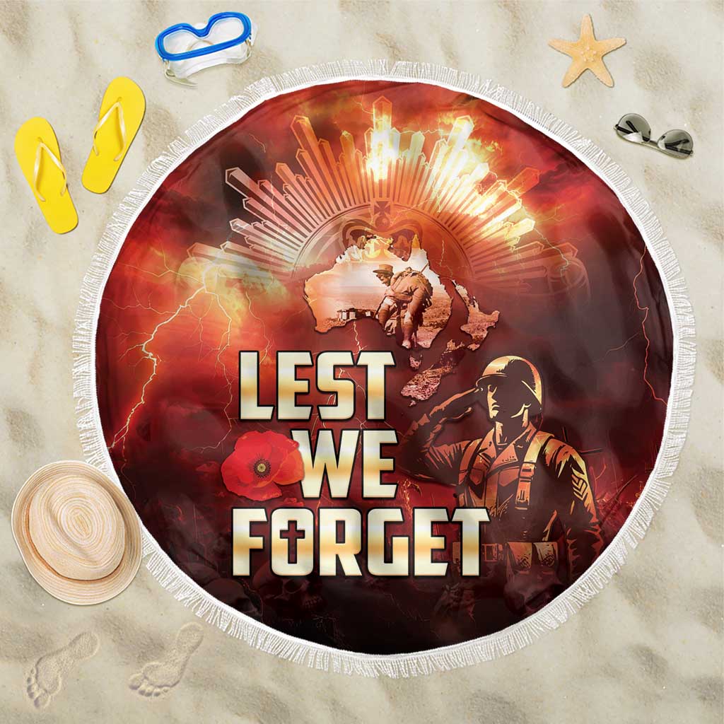 Honouring The ANZAC Spirit Beach Blanket Gallipoli Lest We Forget LT05 One Size 150cm Red - Polynesian Pride