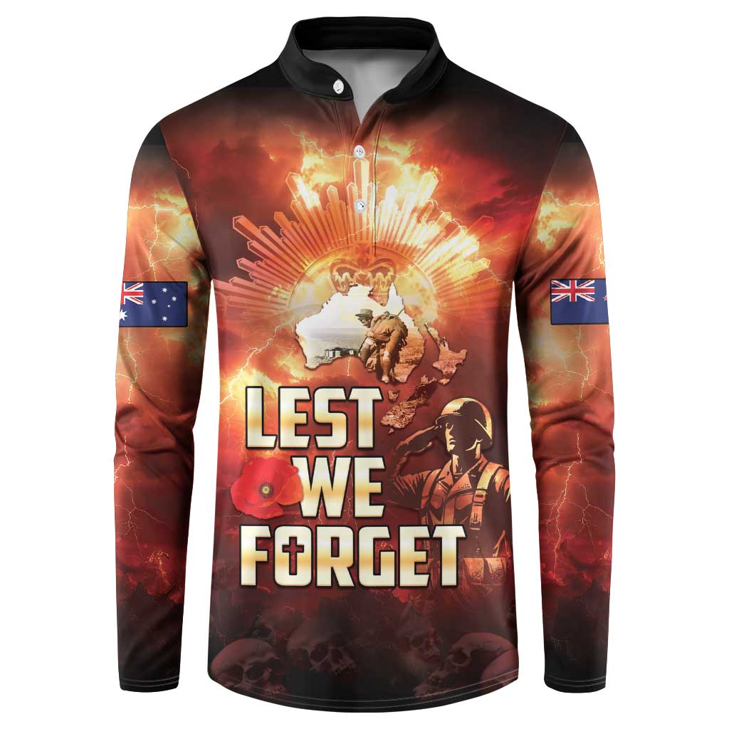 Honouring The ANZAC Spirit Button Sweatshirt Gallipoli Lest We Forget LT05 Red - Polynesian Pride