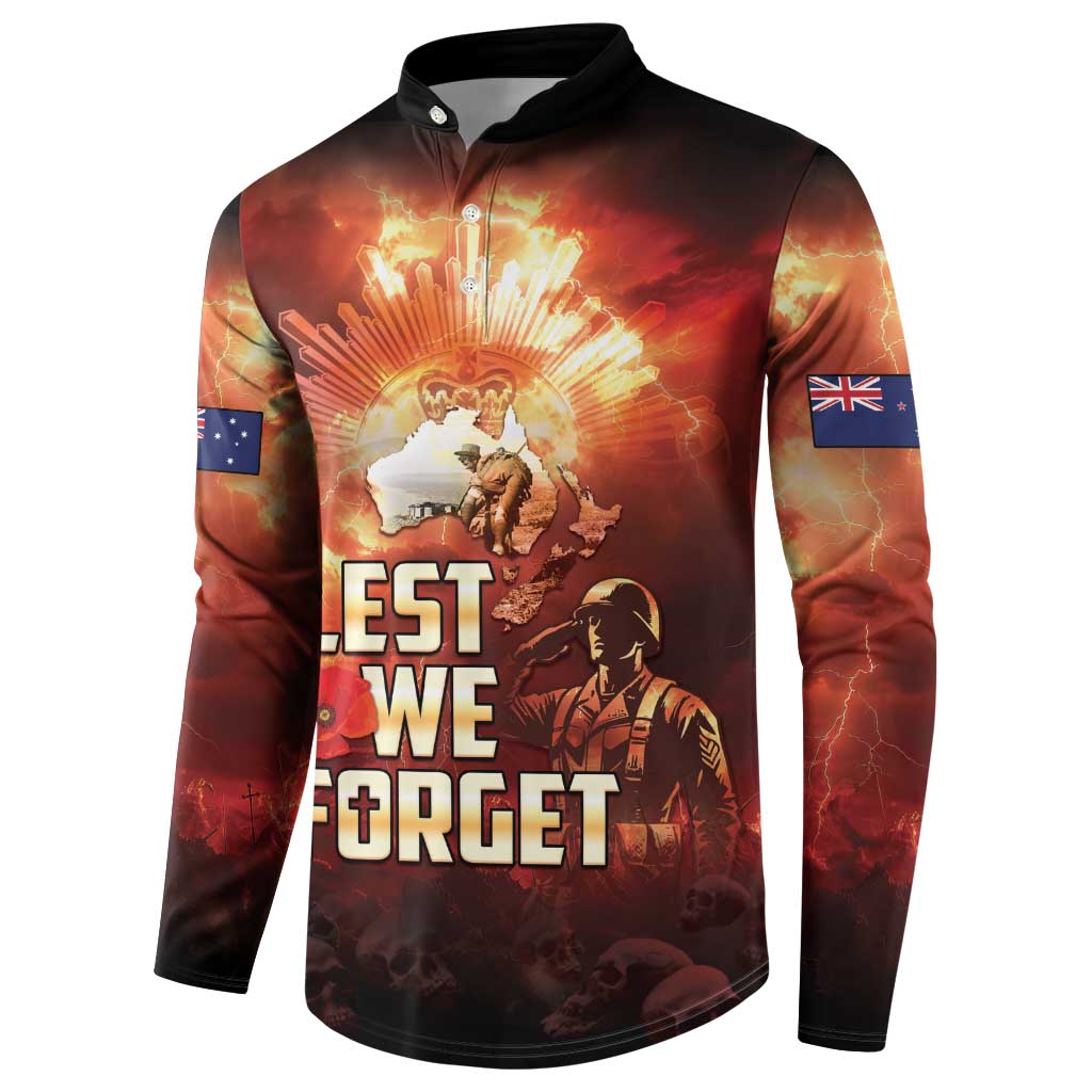 Honouring The ANZAC Spirit Button Sweatshirt Gallipoli Lest We Forget LT05 - Polynesian Pride