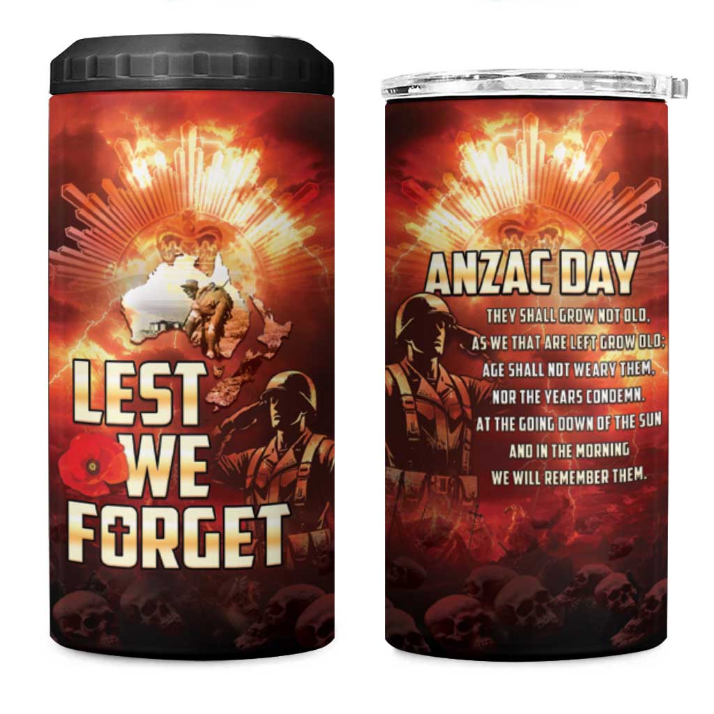 Honouring The ANZAC Spirit 4 in 1 Can Cooler Tumbler Gallipoli Lest We Forget LT05 One Size: 16 oz Red - Polynesian Pride