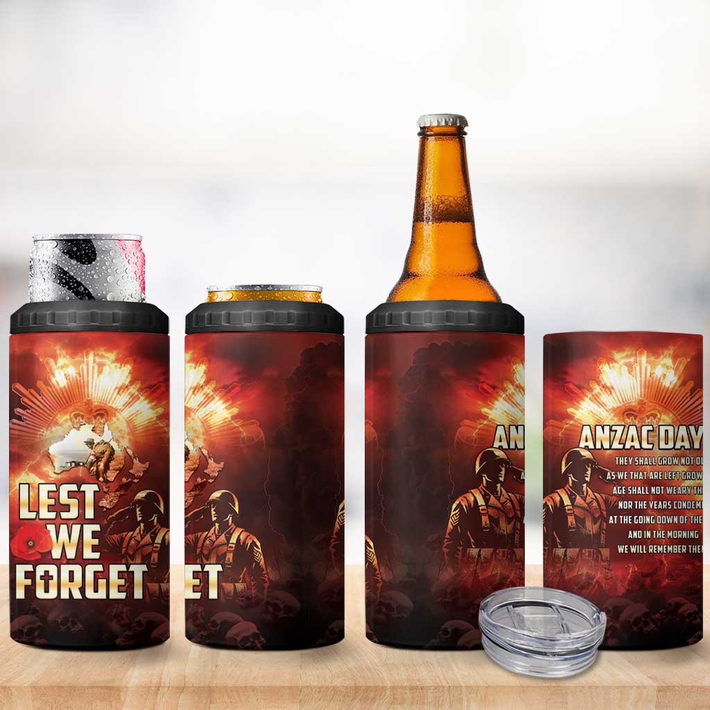 Honouring The ANZAC Spirit 4 in 1 Can Cooler Tumbler Gallipoli Lest We Forget LT05 - Polynesian Pride