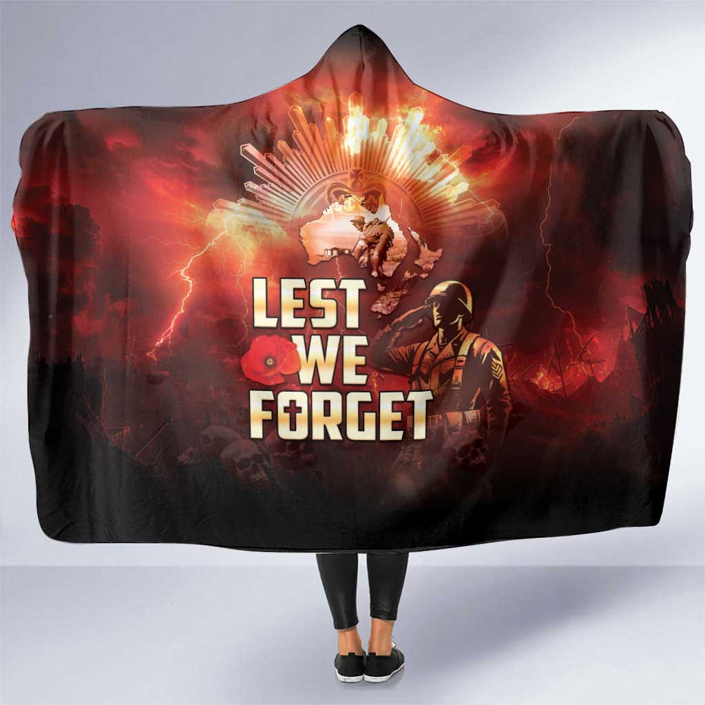 Honouring The ANZAC Spirit Hooded Blanket Gallipoli Lest We Forget LT05 One Size Red - Polynesian Pride