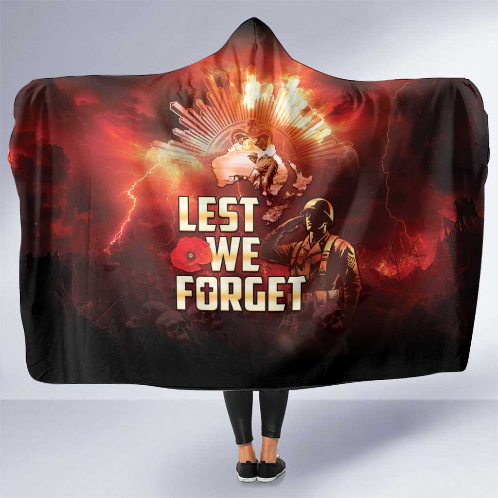 Honouring The ANZAC Spirit Hooded Blanket Gallipoli Lest We Forget