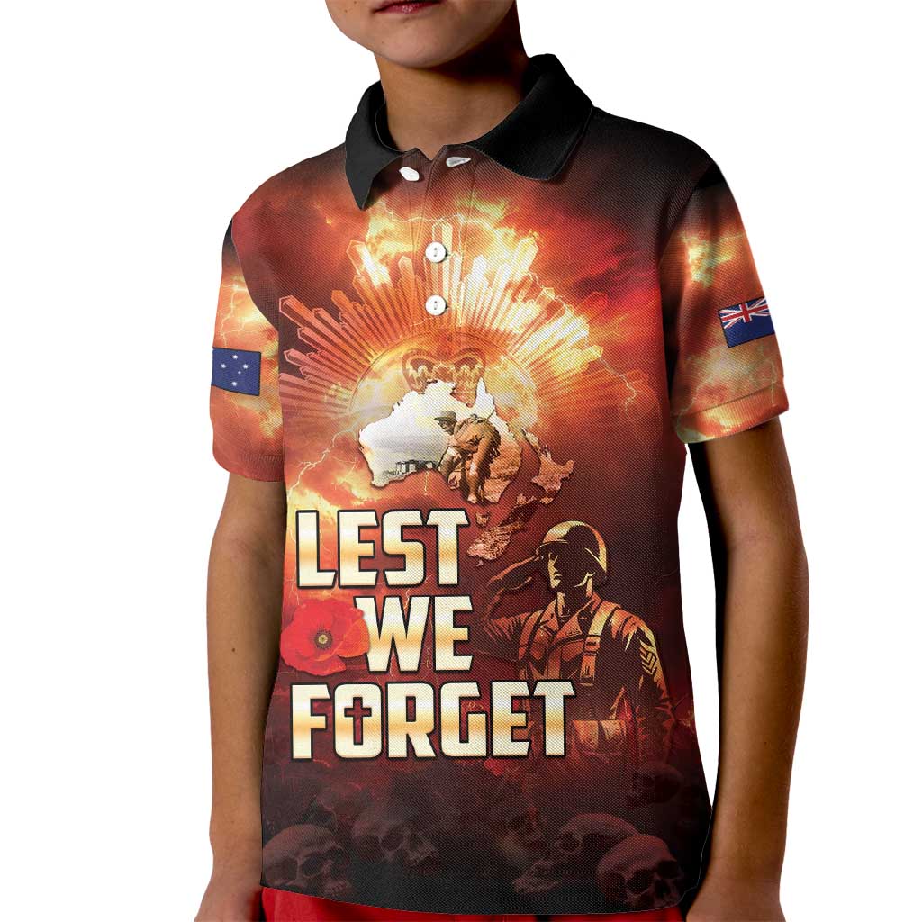 Honouring The ANZAC Spirit Kid Polo Shirt Gallipoli Lest We Forget