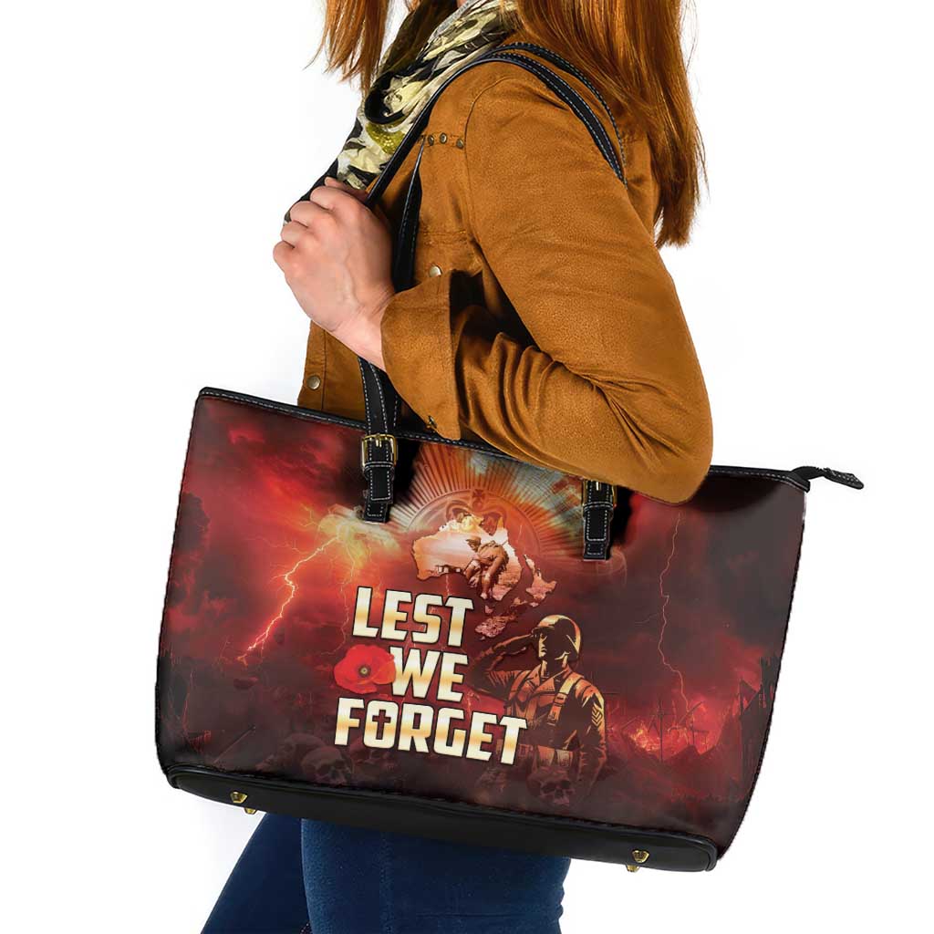 Honouring The ANZAC Spirit Leather Tote Bag Gallipoli Lest We Forget