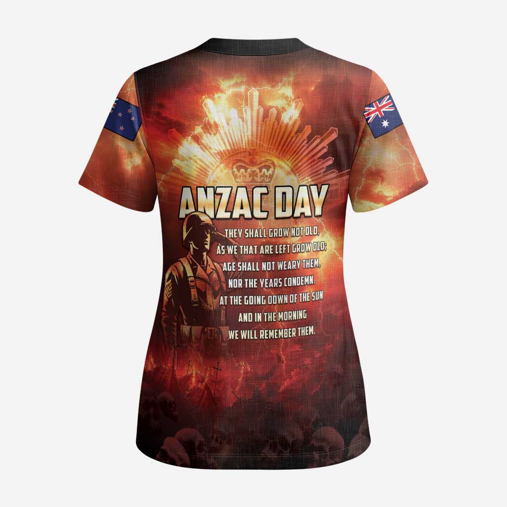 Honouring The ANZAC Spirit Scrub Top Gallipoli Lest We Forget - Polynesian Pride