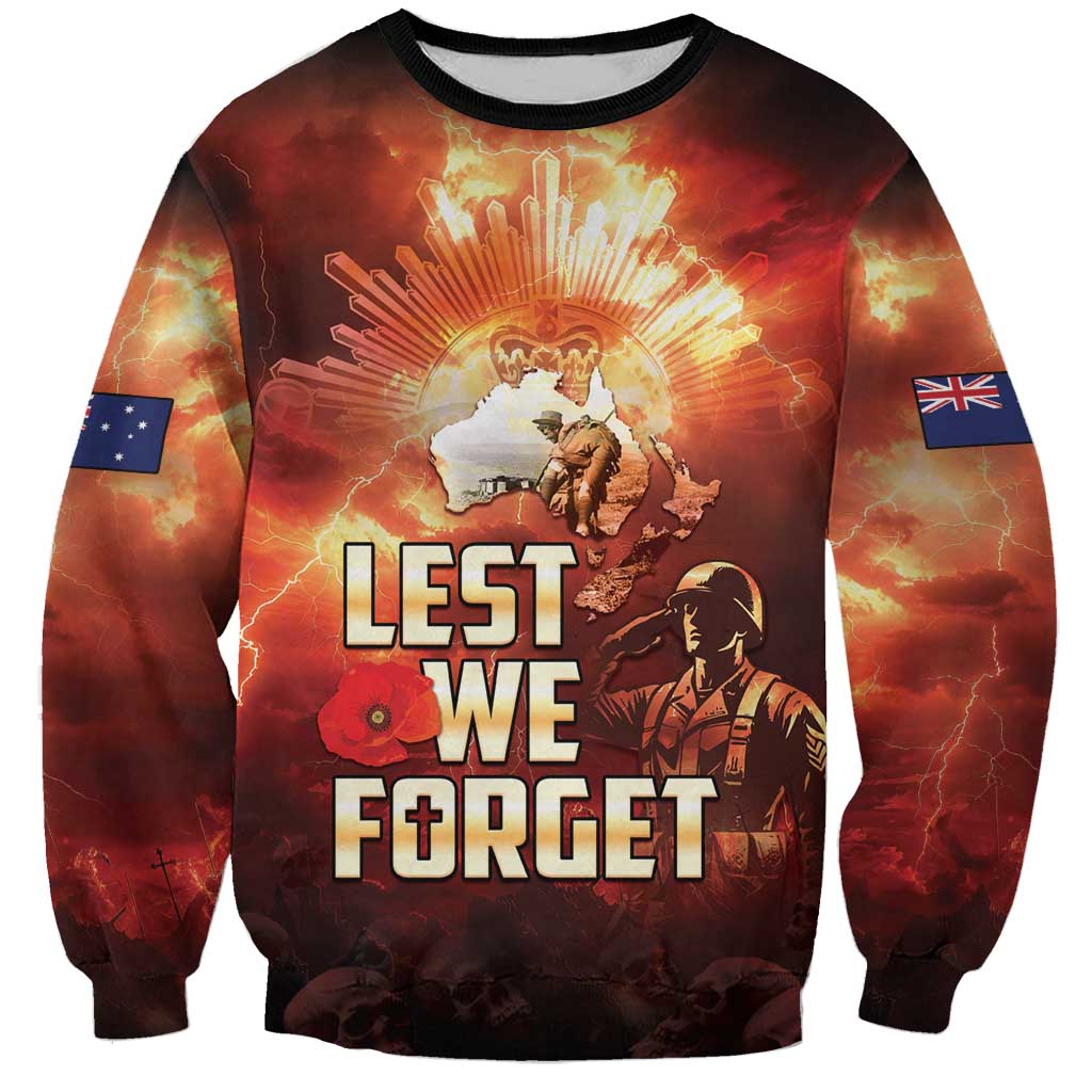Honouring The ANZAC Spirit Sweatshirt Gallipoli Lest We Forget LT05 Unisex Red - Polynesian Pride