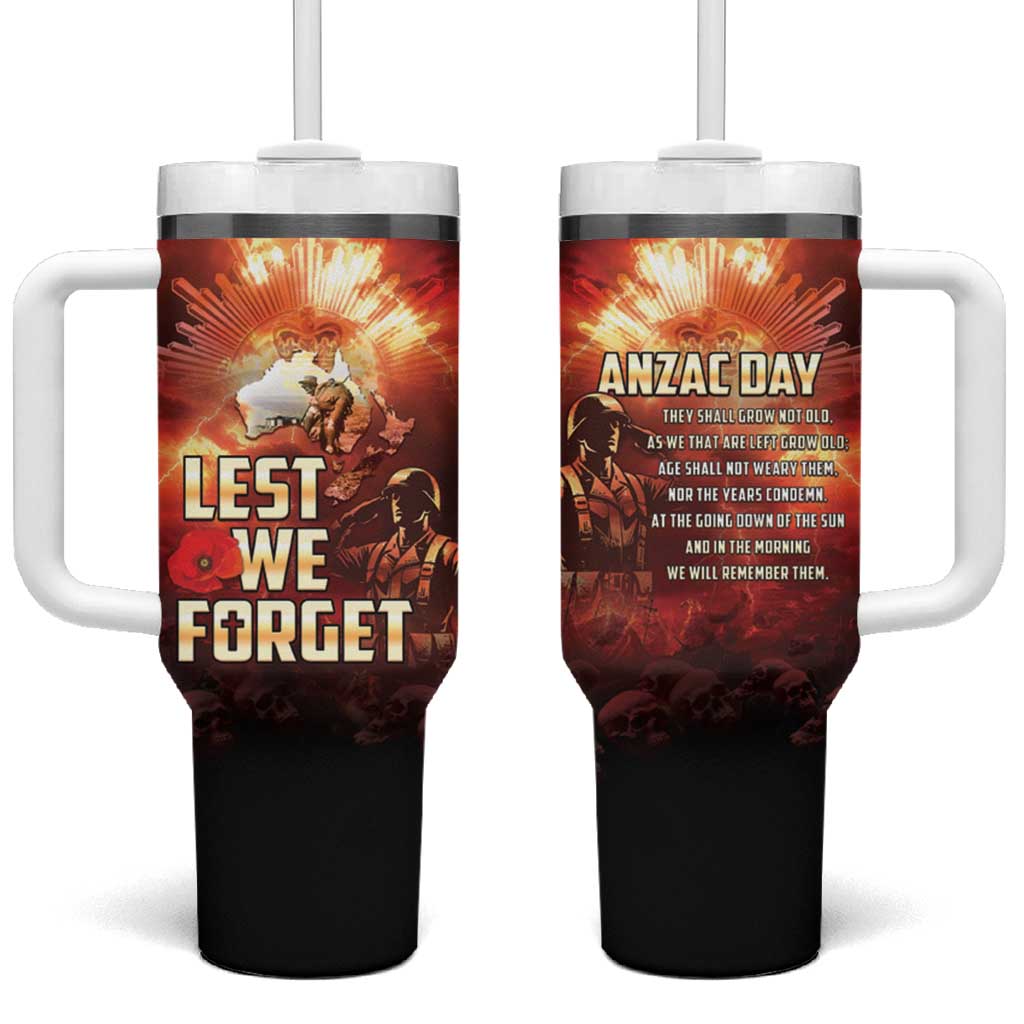 Honouring The ANZAC Spirit Tumbler With Handle Gallipoli Lest We Forget LT05 One Size: 40 oz Red - Polynesian Pride