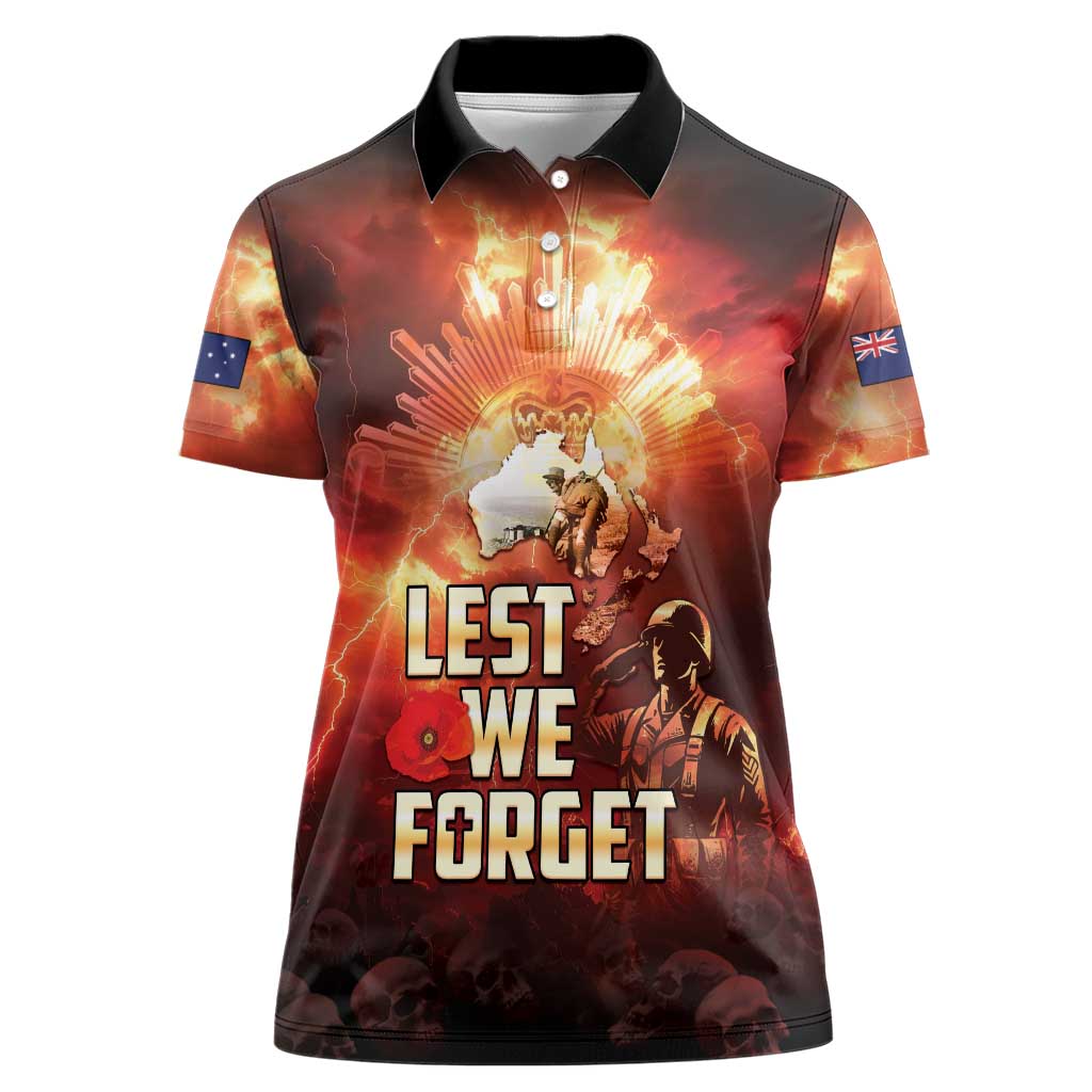 Honouring The ANZAC Spirit Women Polo Shirt Gallipoli Lest We Forget