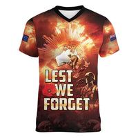 Honouring The ANZAC Spirit Women V-Neck T-Shirt Gallipoli Lest We Forget LT05 Female Red - Polynesian Pride