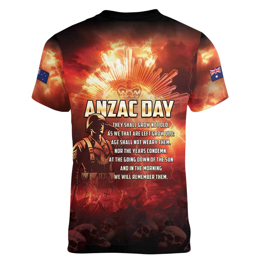 Honouring The ANZAC Spirit Women V-Neck T-Shirt Gallipoli Lest We Forget LT05 - Polynesian Pride