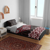 New Zealand Aotearoa Bedding Set Red Taniko Art Maori Pattern