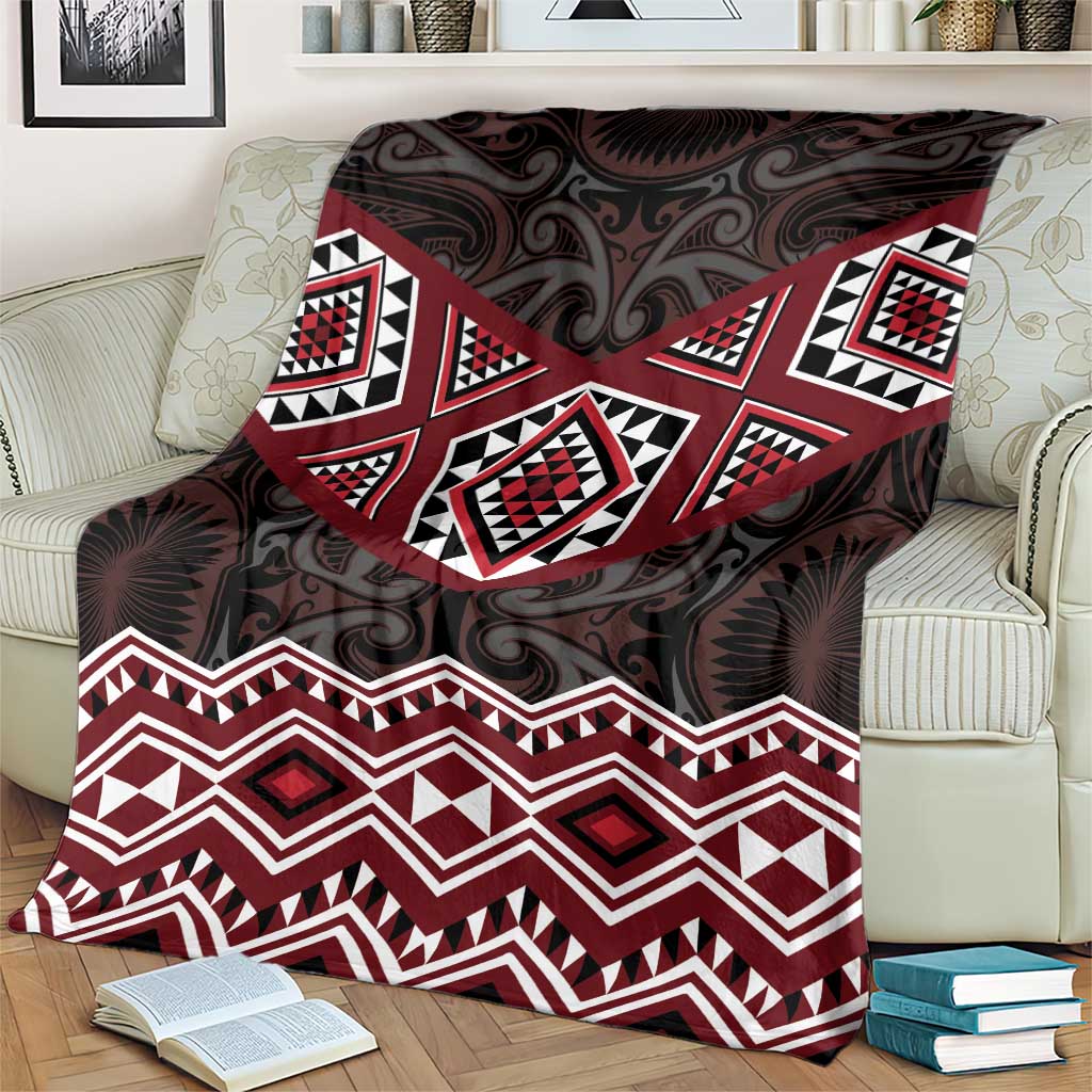 New Zealand Aotearoa Blanket Red Taniko Art Maori Pattern LT05 - Polynesian Pride