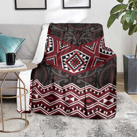 New Zealand Aotearoa Blanket Red Taniko Art Maori Pattern LT05 - Polynesian Pride
